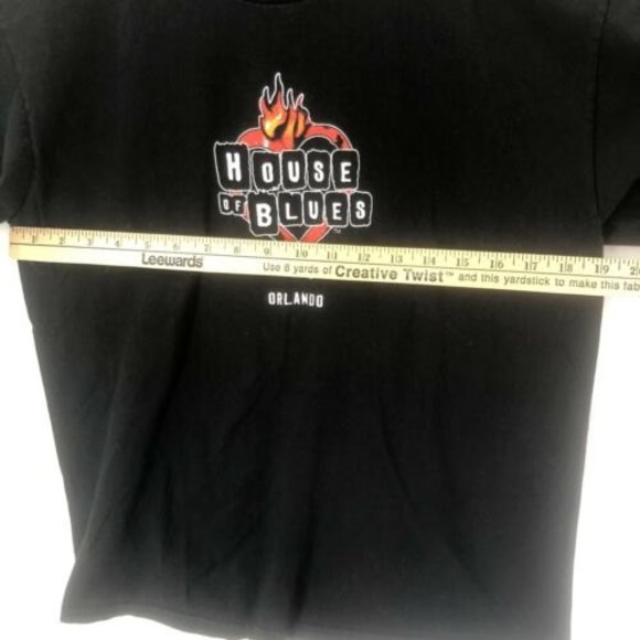 House of Blues Orlando T-Shirt Medium Black Heart Flames HOB Com It is Live - Picture 7 of 12